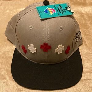 Pink Dolphin Cross Wave Leather Adjustable Hat